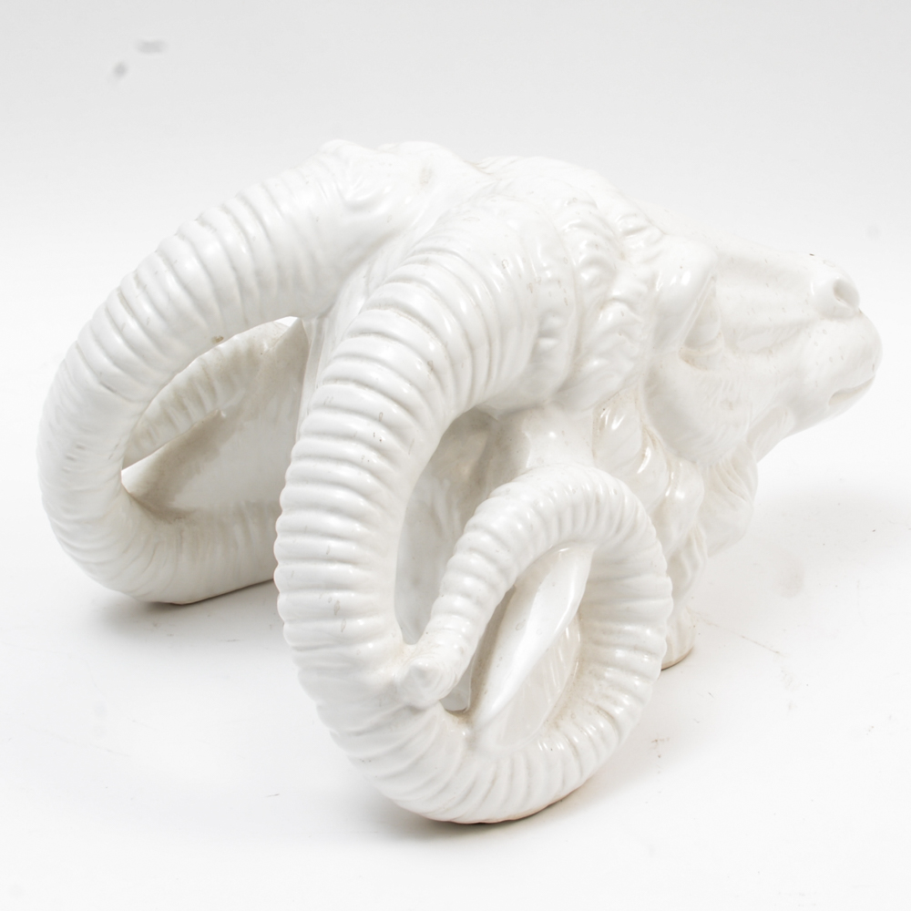 Porcelain Ram Head Sculpture