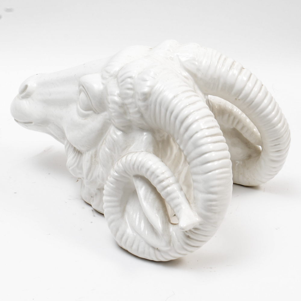 Porcelain Ram Head Sculpture