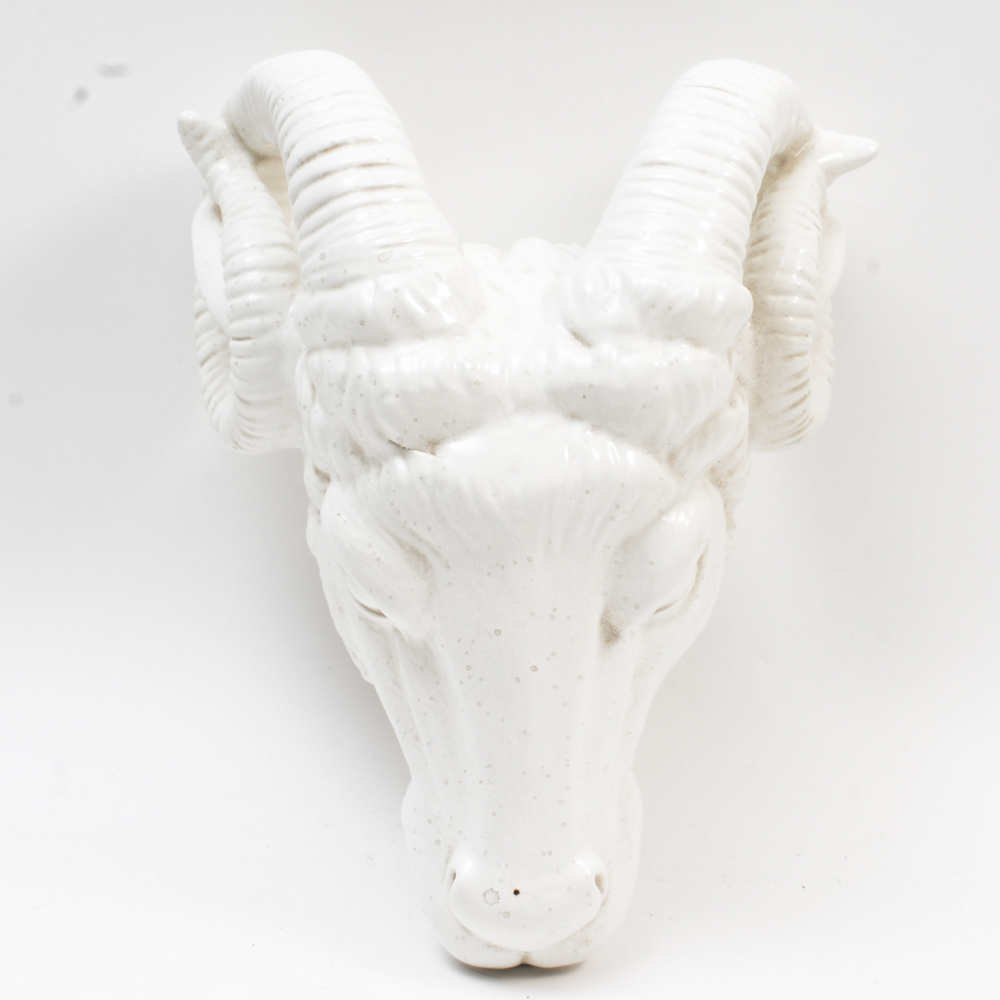 Porcelain Ram Head Sculpture