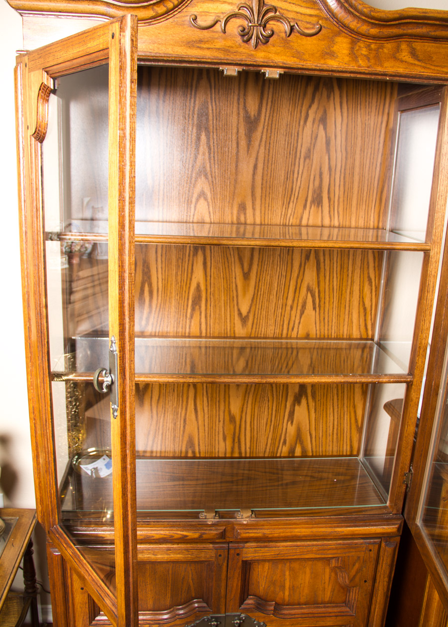 French Provincial Style Oak China Cabinet