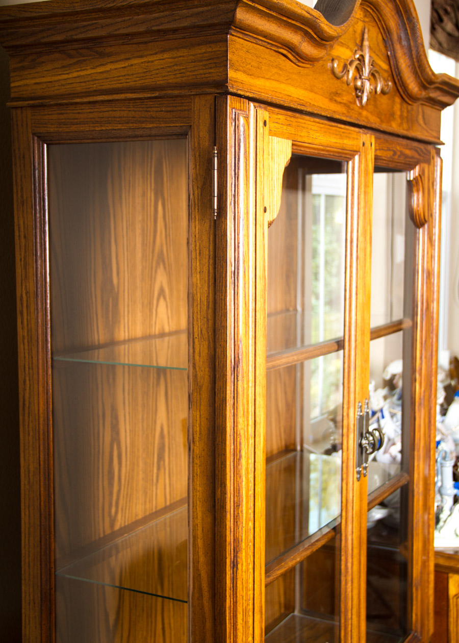 French Provincial Style Oak China Cabinet