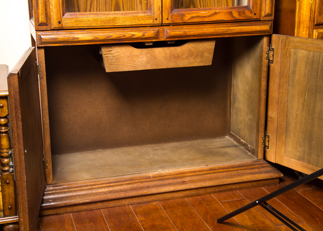 French Provincial Style Oak China Cabinet