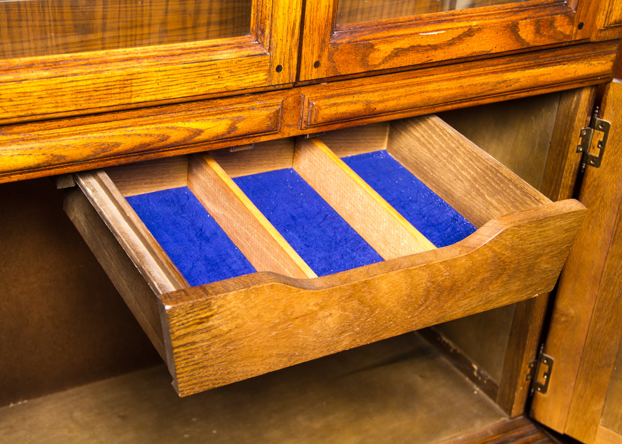 French Provincial Style Oak China Cabinet