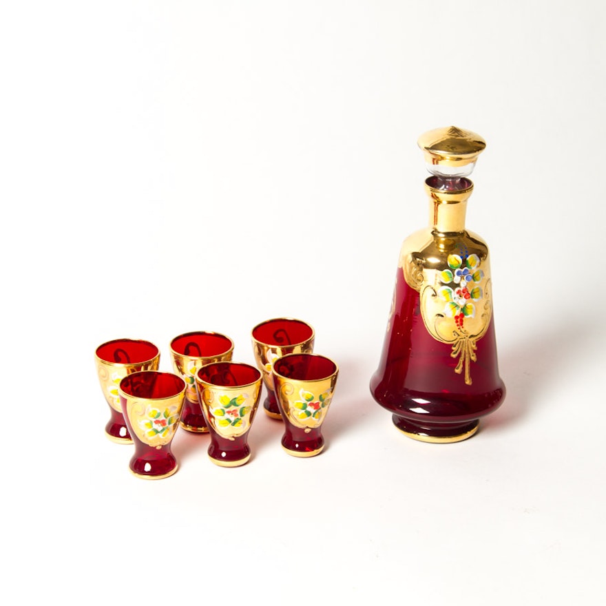 German Nachtmann Bleikristal Decanter and Glasses