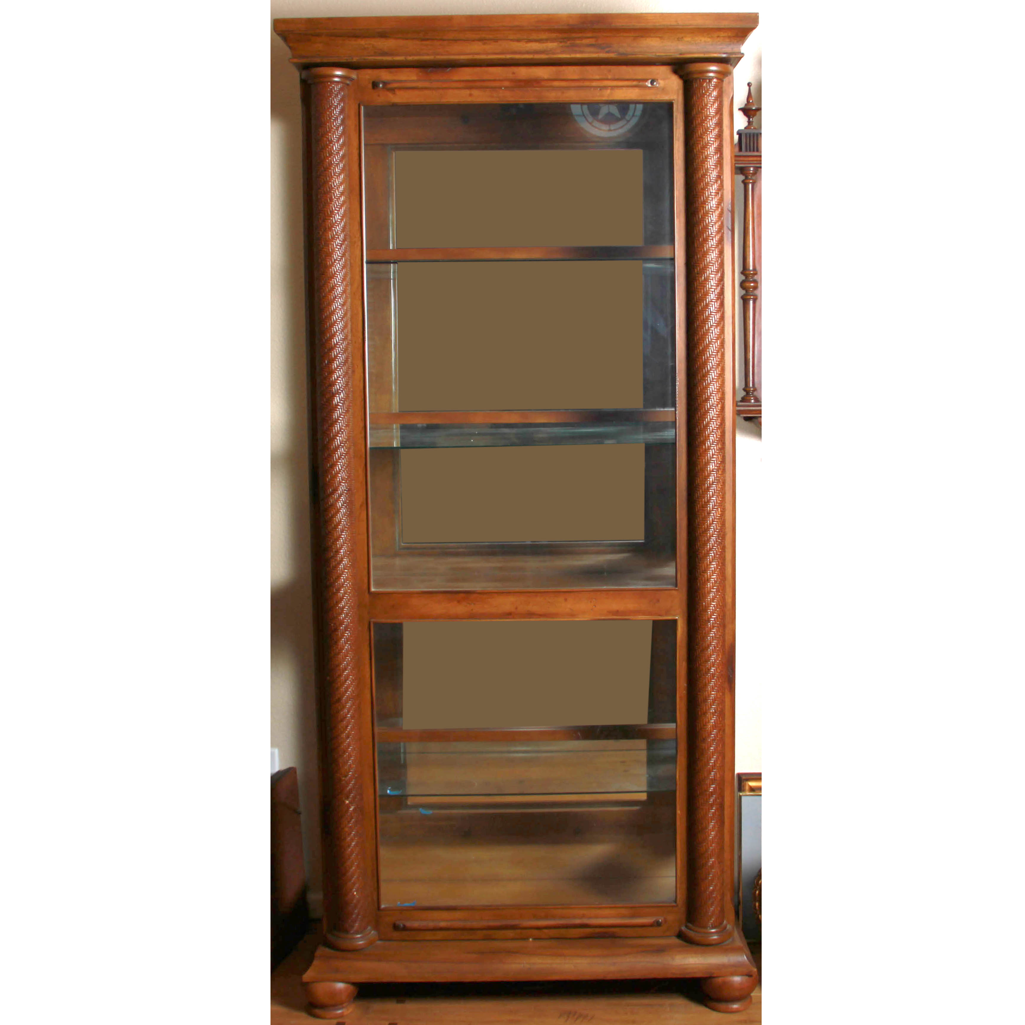 Ash and Wicker Display Curio Cabinet