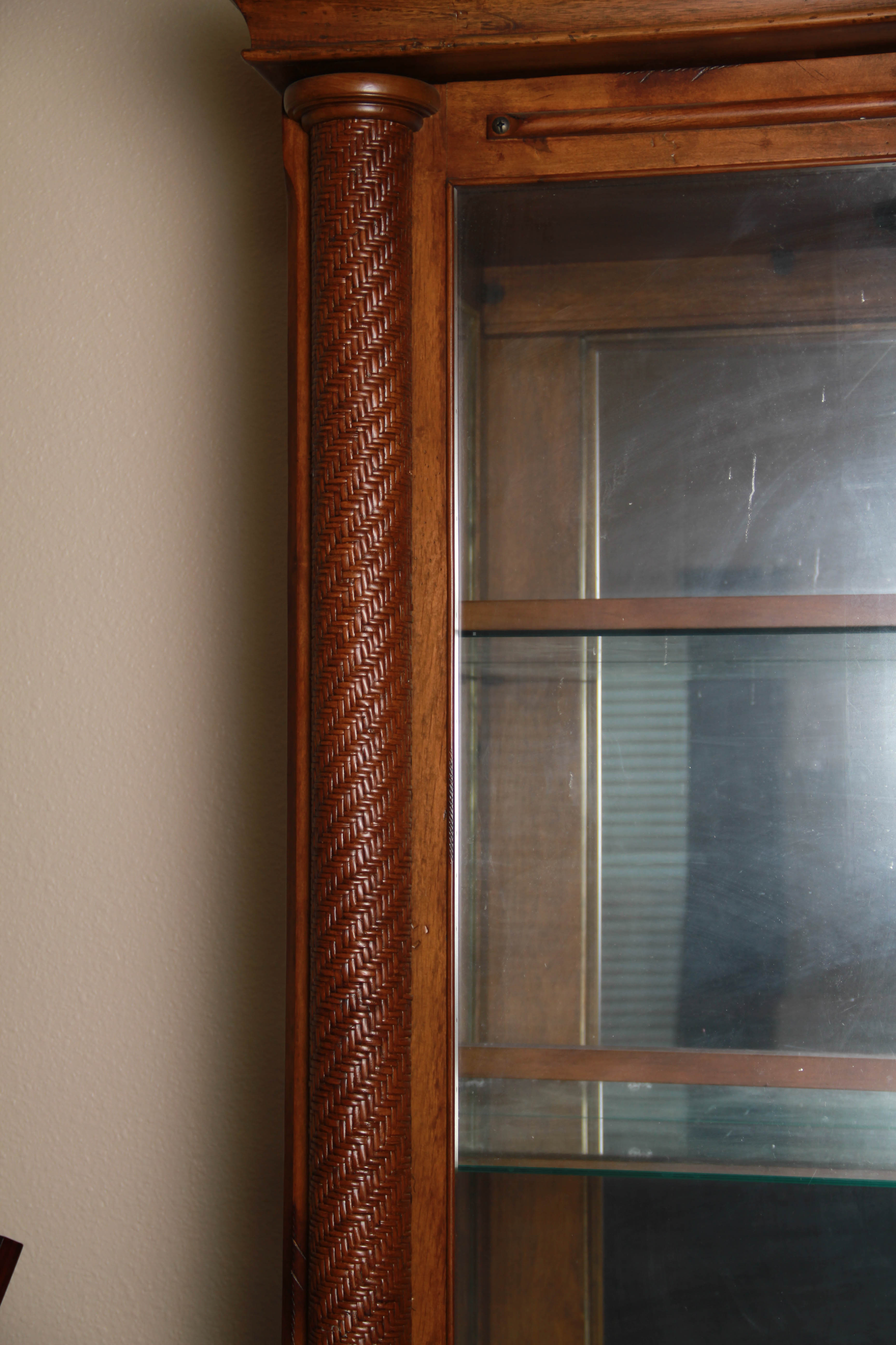 Ash and Wicker Display Curio Cabinet