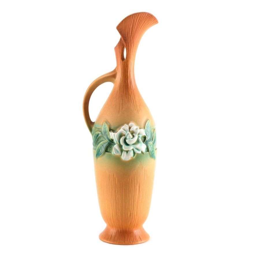 Roseville Pottery Gardenia Tan Ewer 618-15