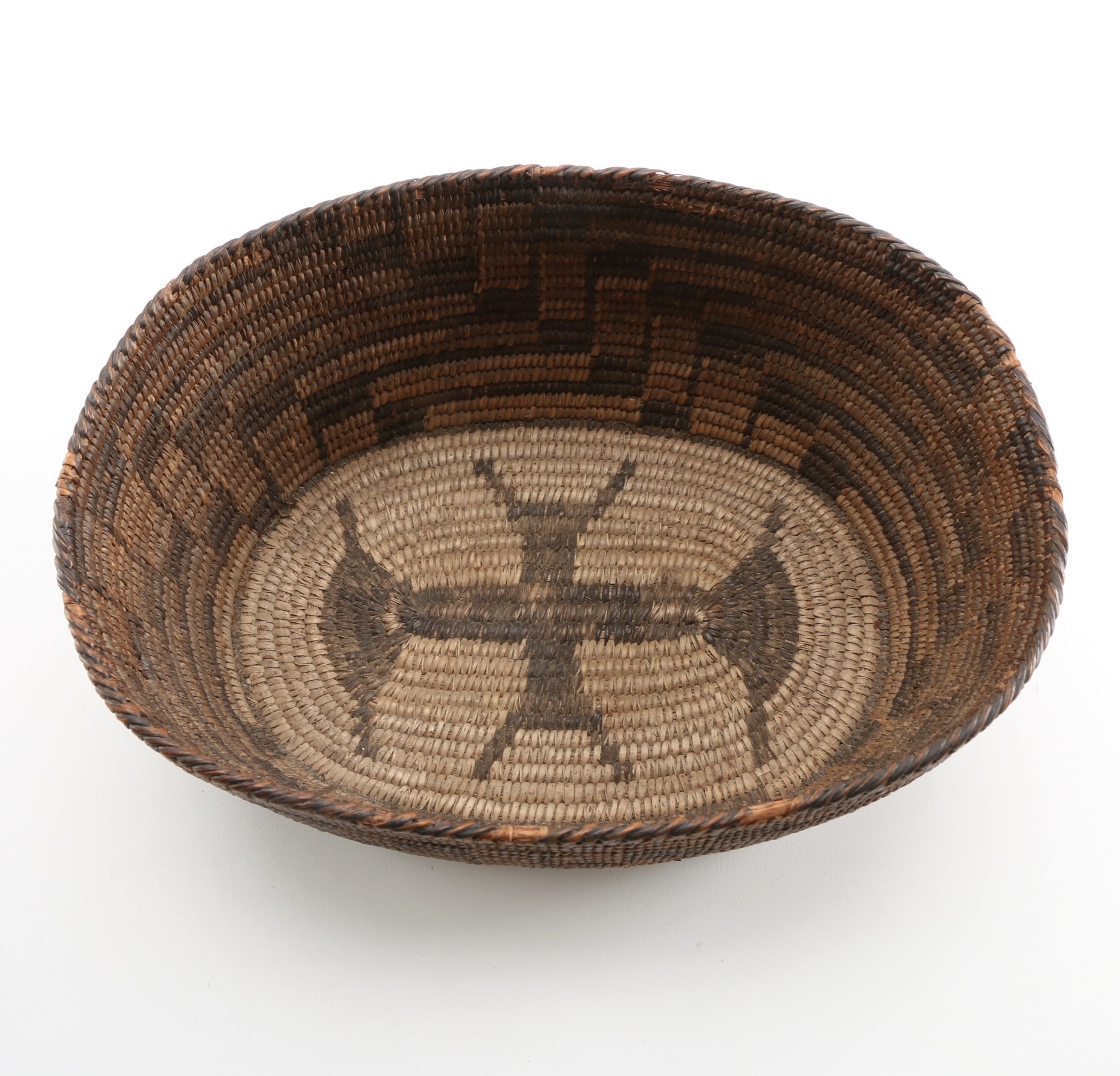 Circa 1900 Pima Native American Coiled Oval Basket