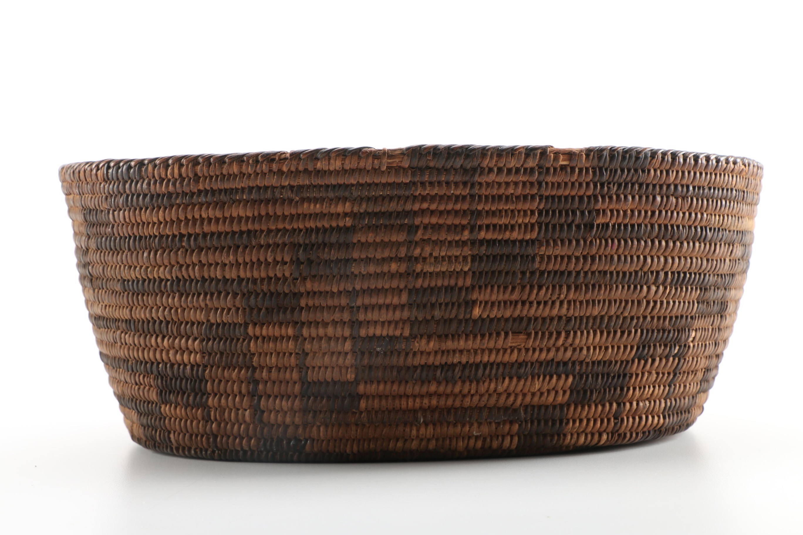 Circa 1900 Pima Native American Coiled Oval Basket