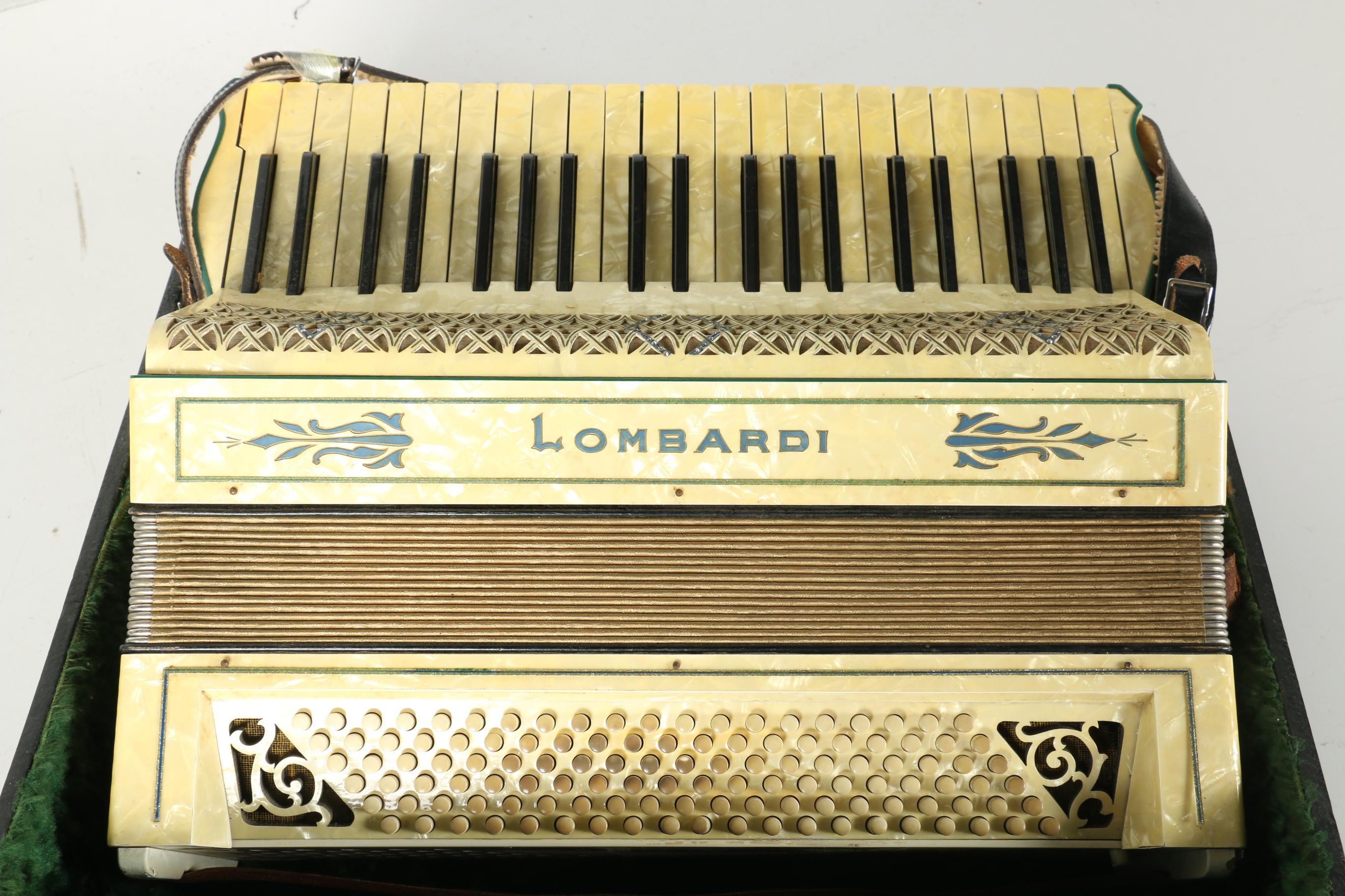 Vintage Lombardi Piano Accordion and Case