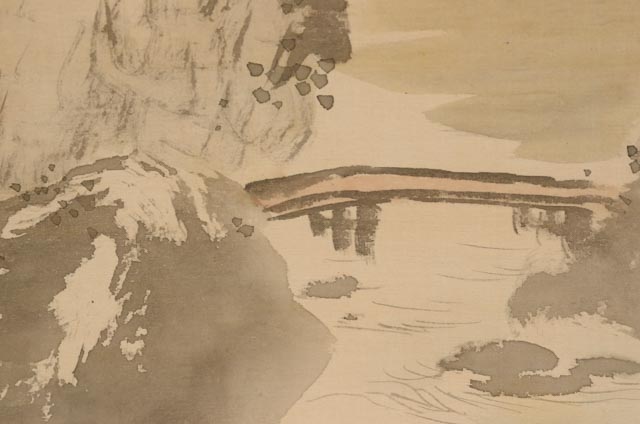 Chinese Ink Wash Landscape Painting with Gouache on Silk