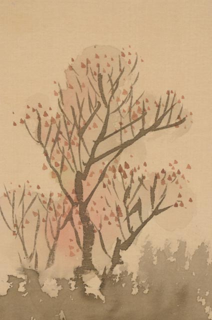 Chinese Ink Wash Landscape Painting with Gouache on Silk