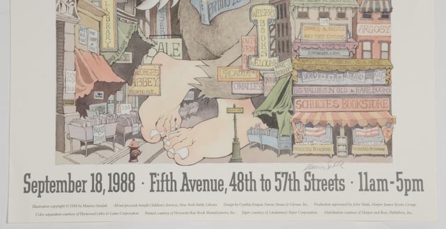 Maurice Sendak Signed 1988 "New York is Book Country" Poster