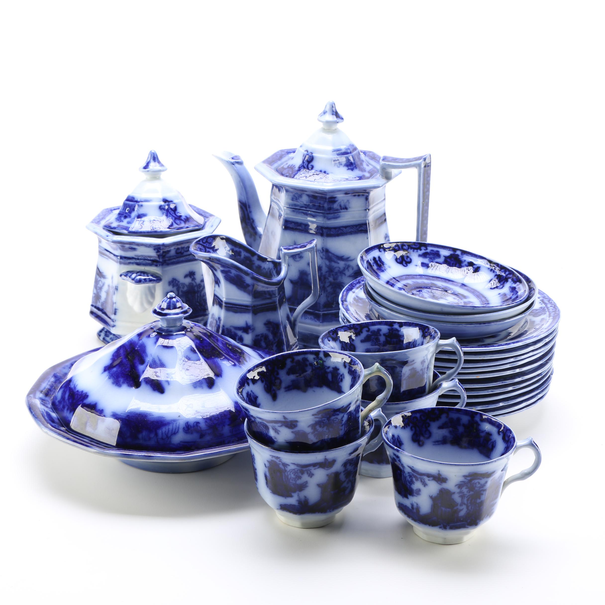 J. Clementson Chusan Flow Blue Chinaware