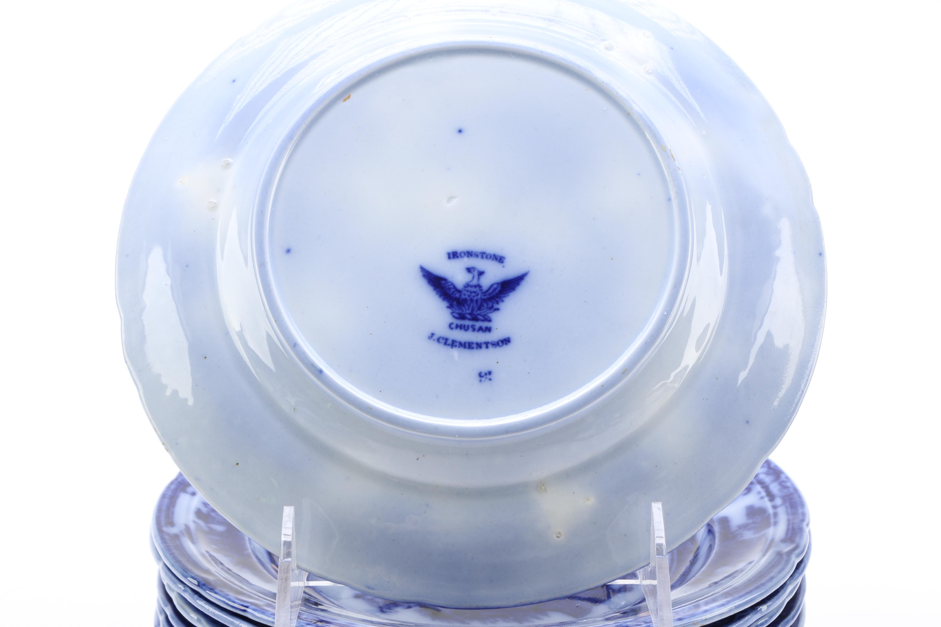 J. Clementson Chusan Flow Blue Chinaware