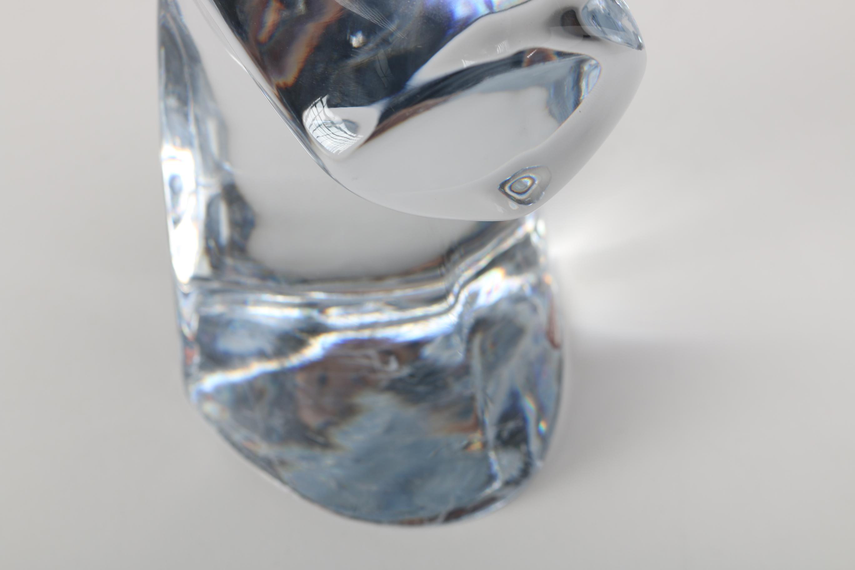 Orrefors Crystal Bird on Branch Sculpture