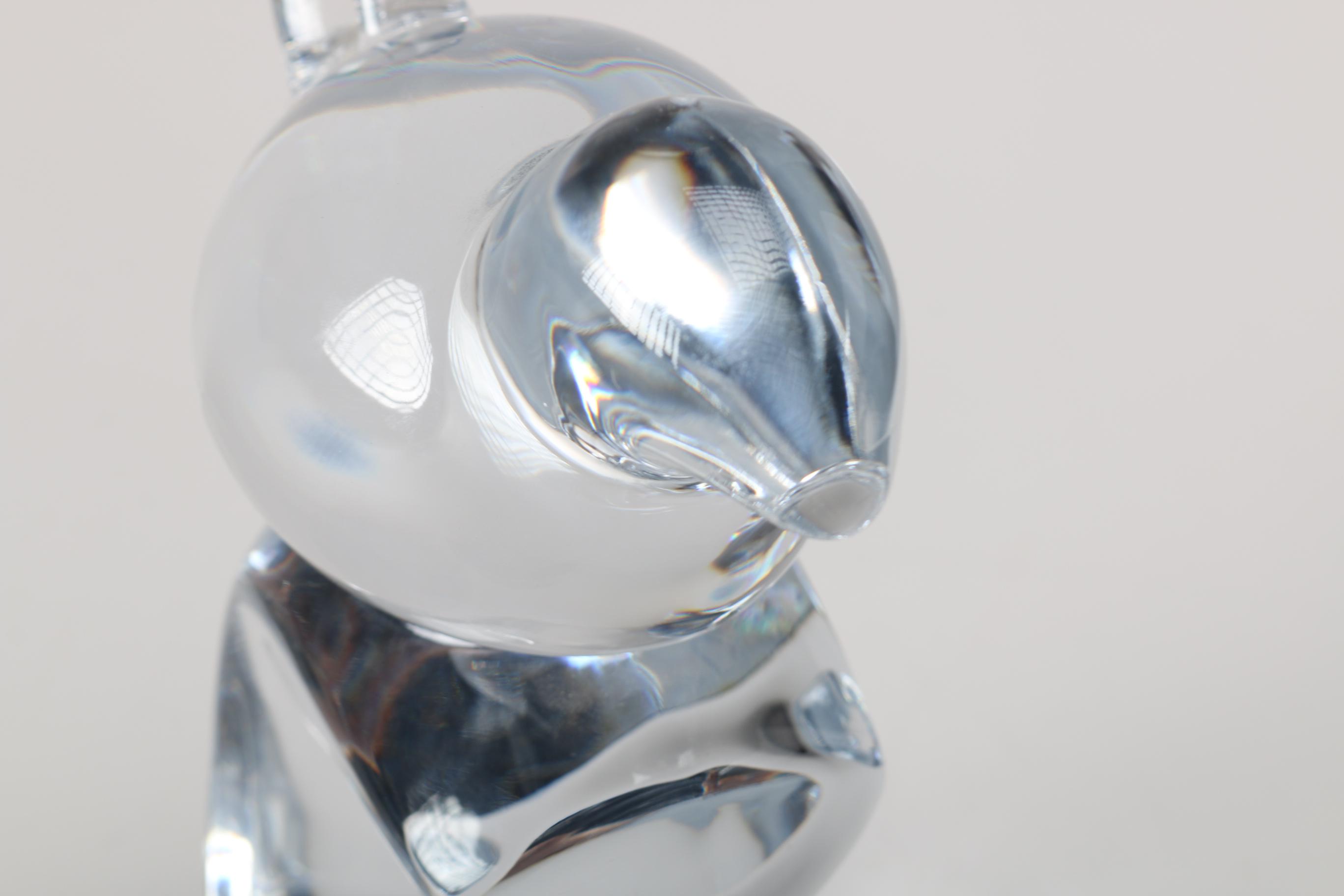 Orrefors Crystal Bird on Branch Sculpture