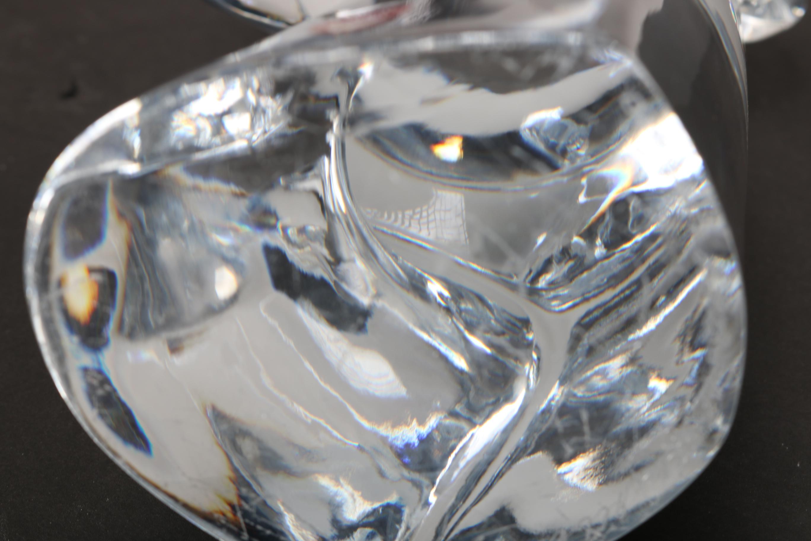 Orrefors Crystal Bird on Branch Sculpture