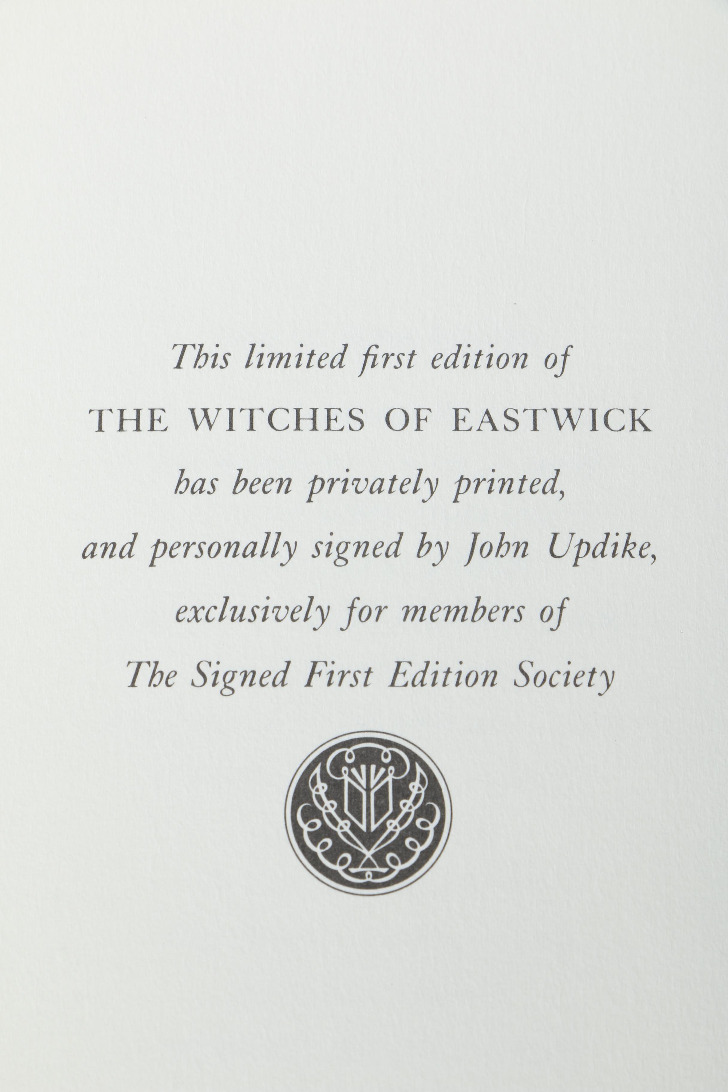 Signed First Edition Book "The Witches of Eastwick" by John Updike Franklin Library