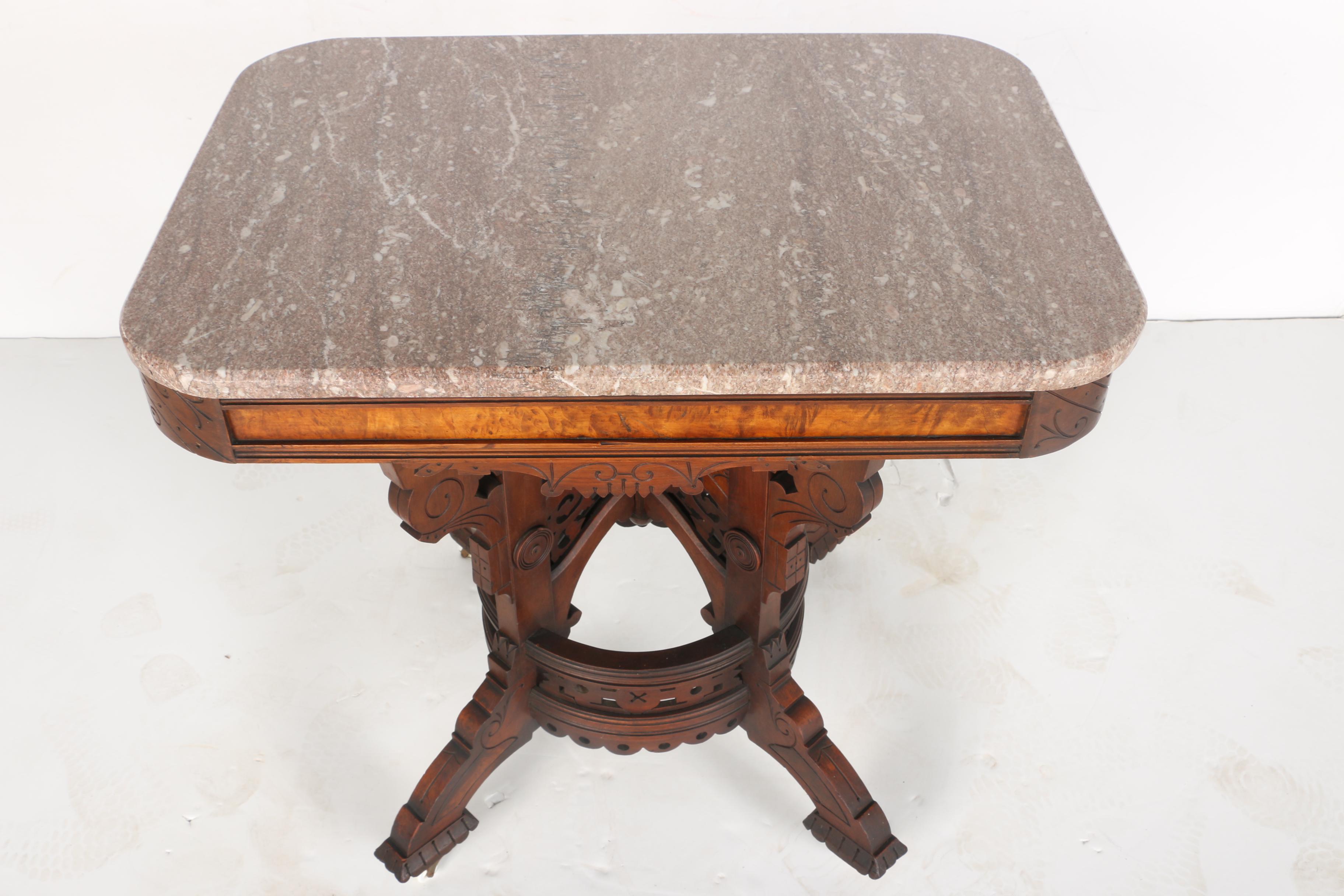 Antique Victorian Marble Top Table
