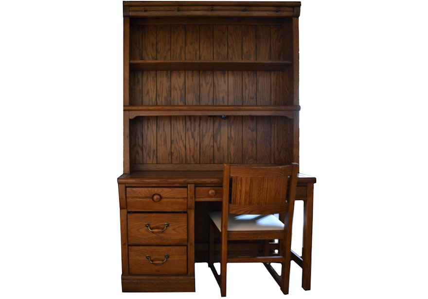 Desk With Step Back Hutch by Lexington and Chair