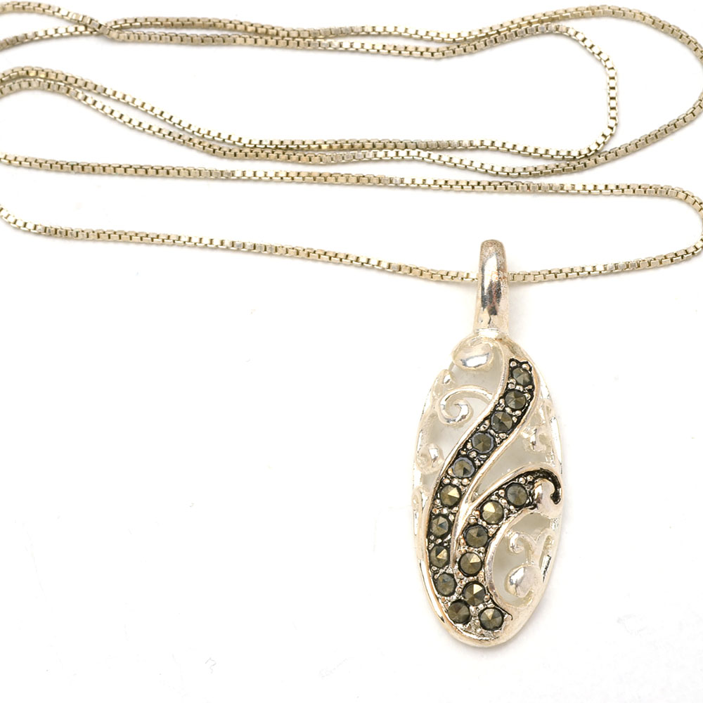 Sterling Jewelry Assortment With Marcasite and Onyx