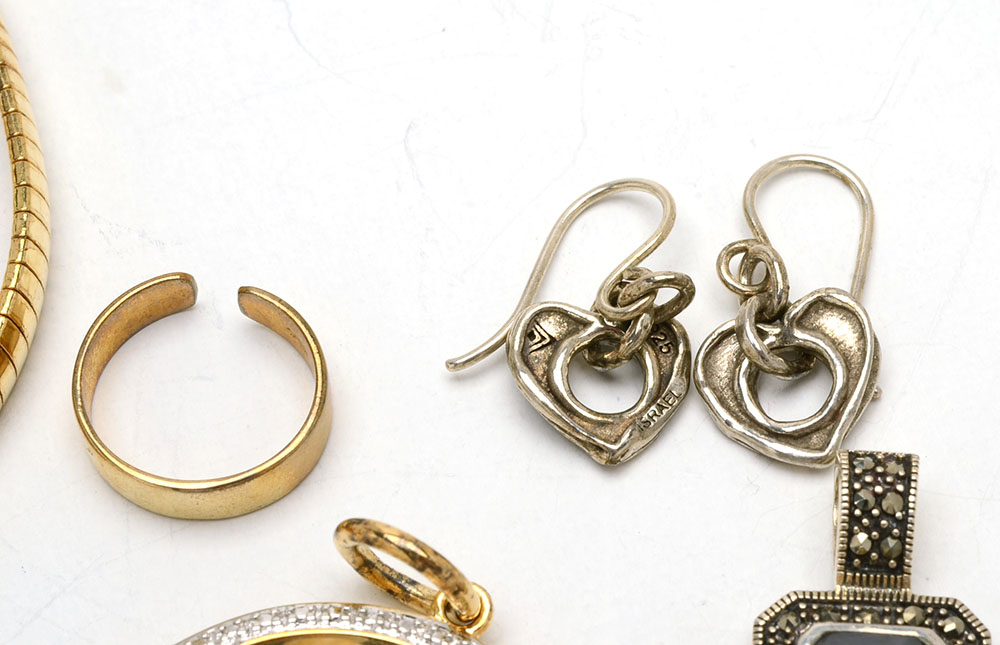 Sterling Jewelry Assortment With Marcasite and Onyx