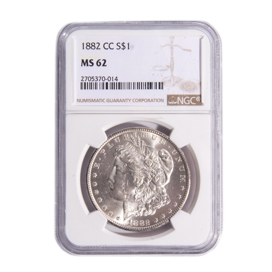 1882-CC Morgan Silver Dollar NGC Graded MS 62