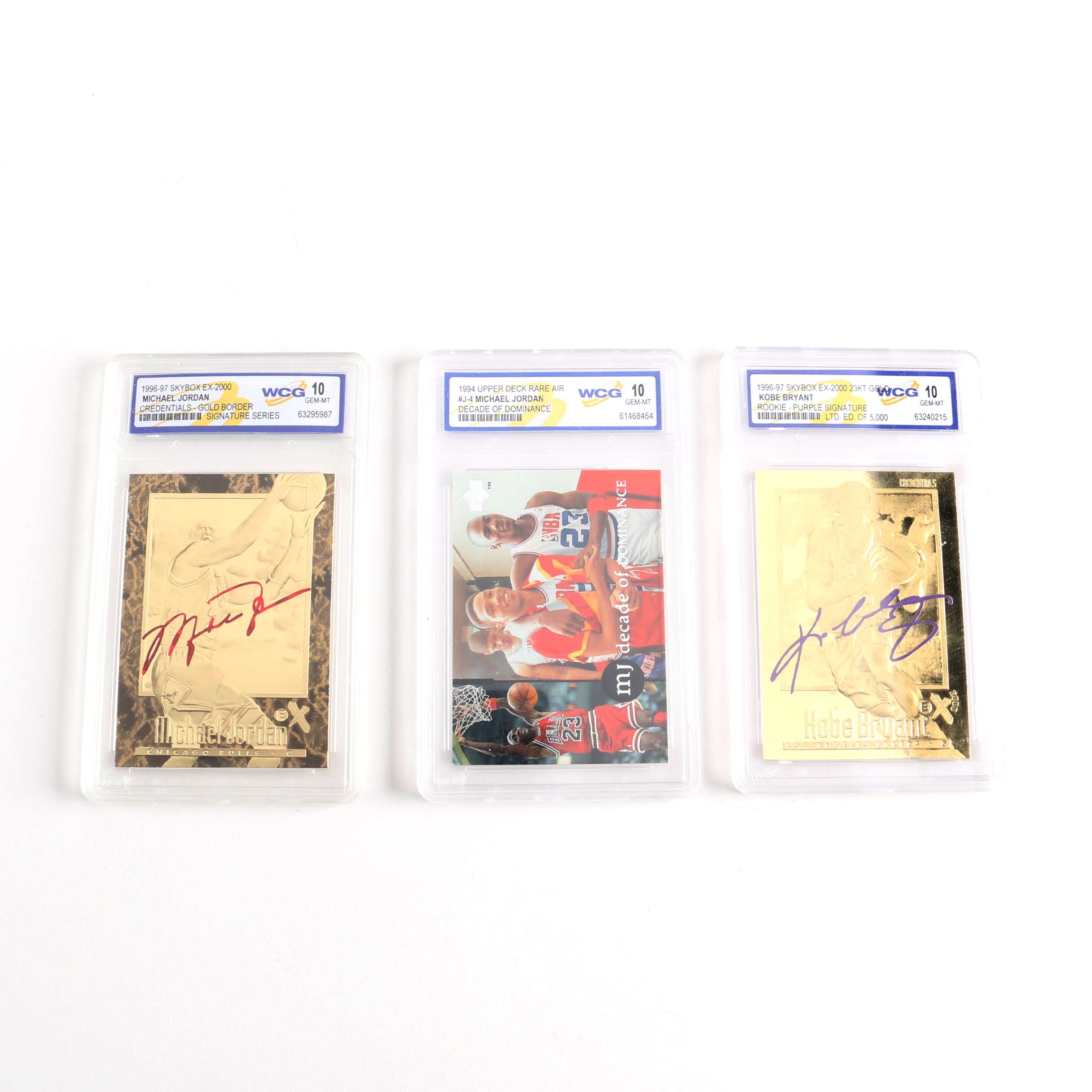 Michael Jordan And Kobe Bryant Basketball Cards With Printed Signatures