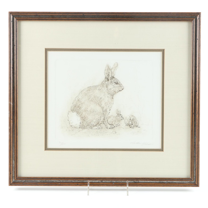 Limited Edition Martha Harrison Lithograph of Bunnies