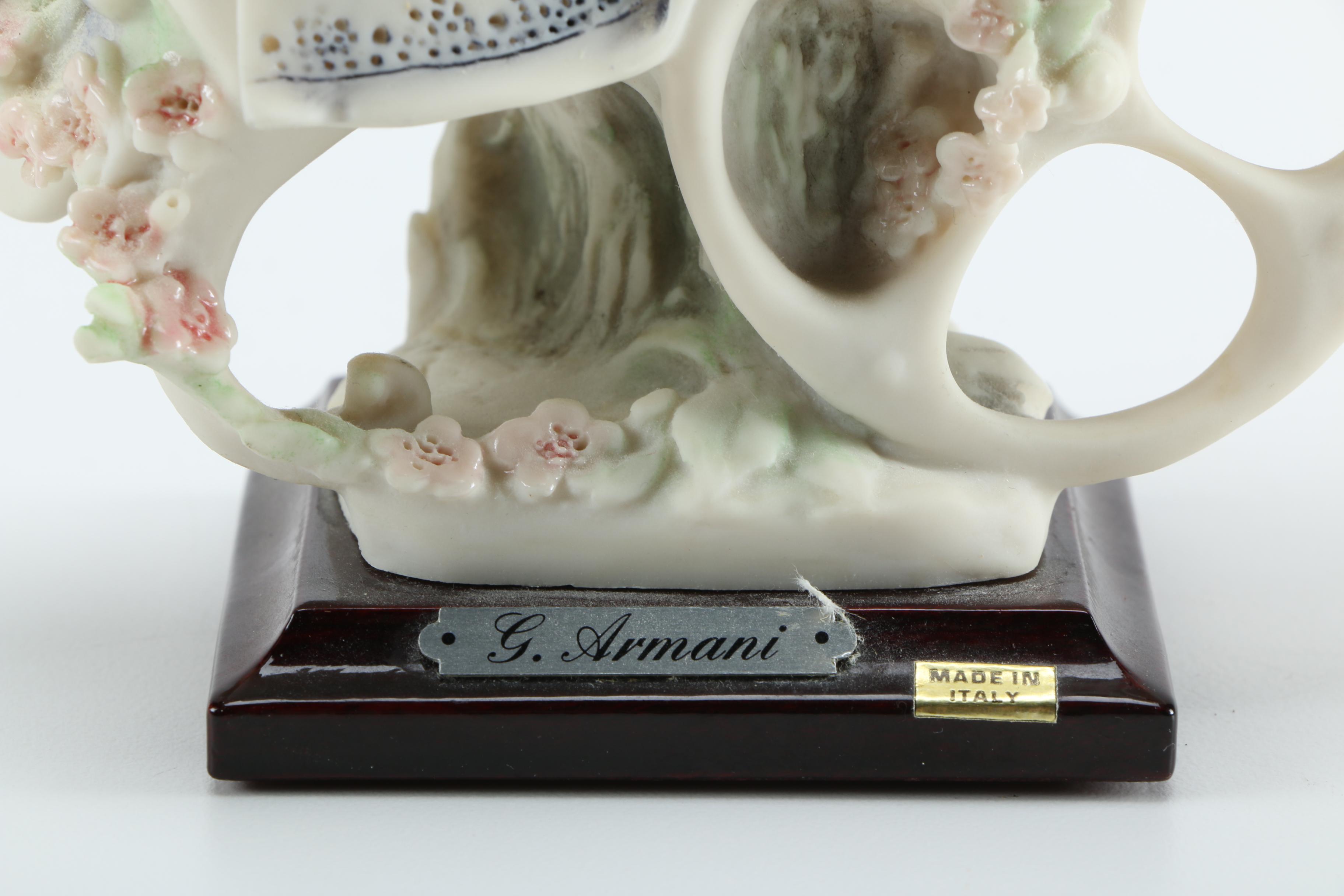 Giuseppe Armani Porcelain Figurines of Baby in Stroller and Girl Washing Clothing