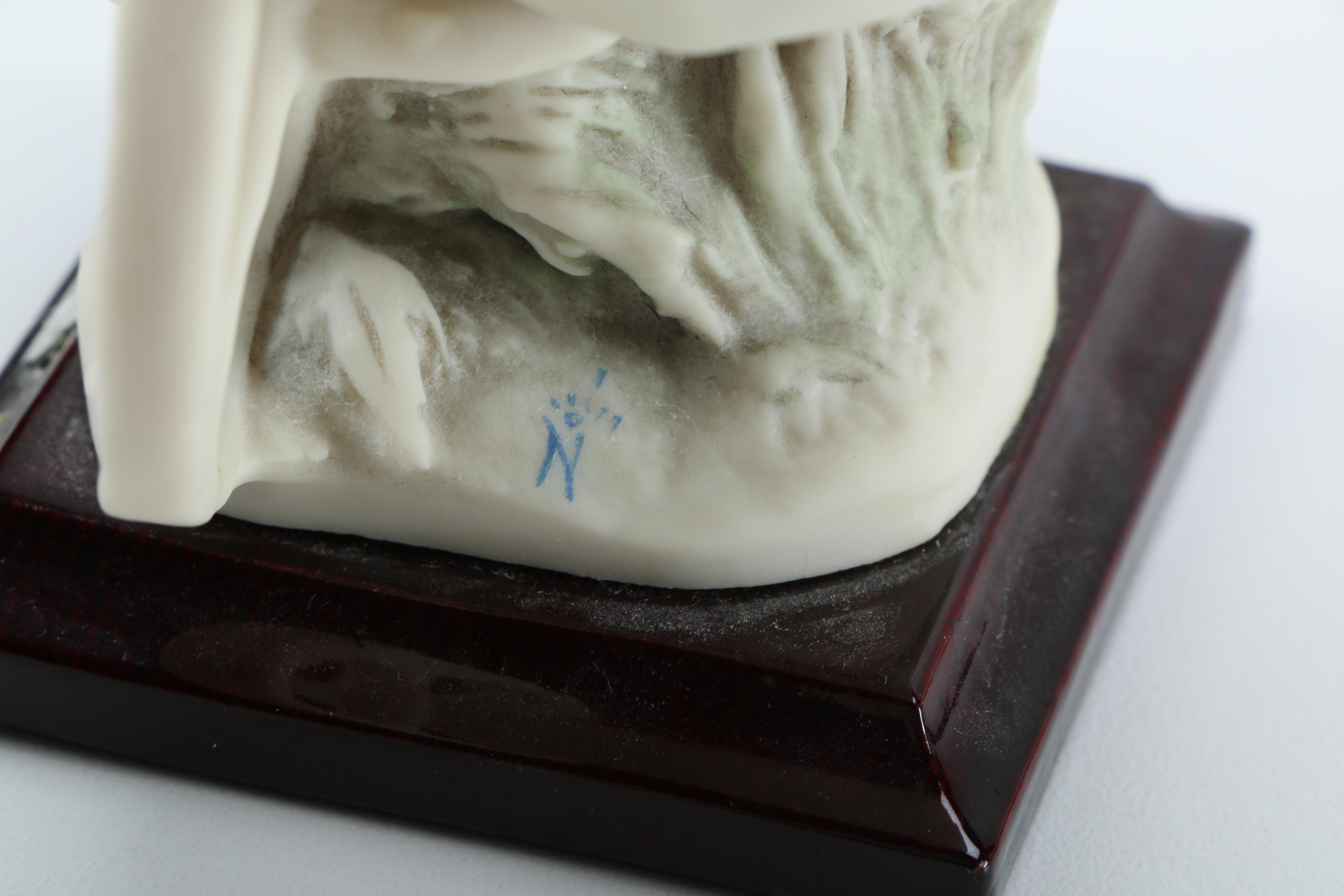 Giuseppe Armani Porcelain Figurines of Baby in Stroller and Girl Washing Clothing