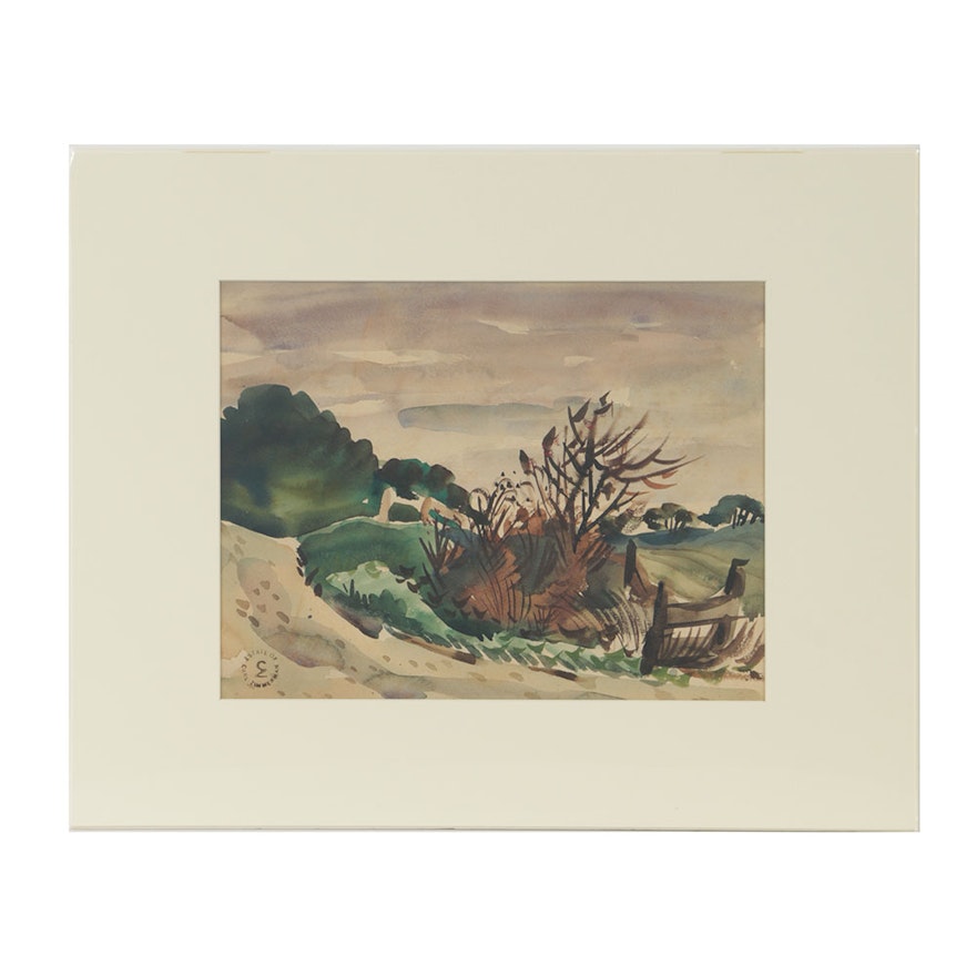 Carl Zimmerman Watercolor on Paper Landscape