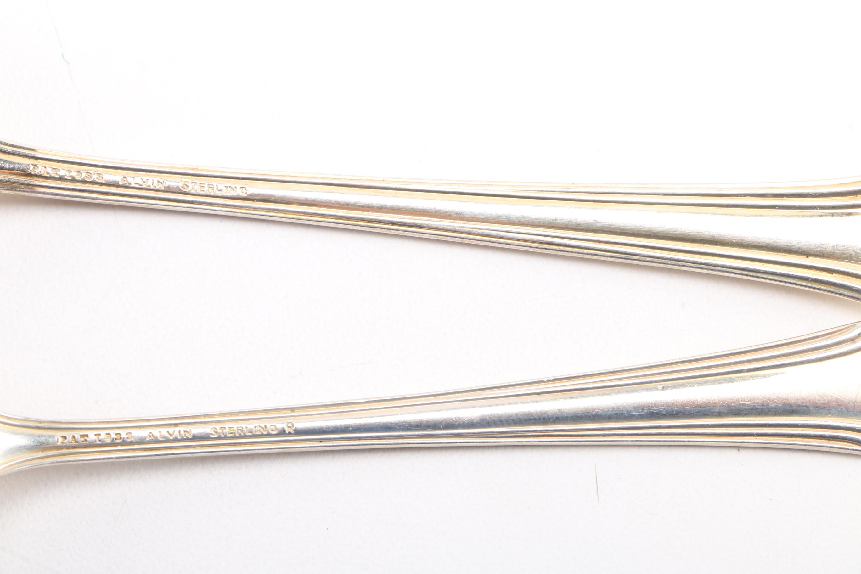 Alvin Sterling Silver "Romantique" Flatware with Case and More