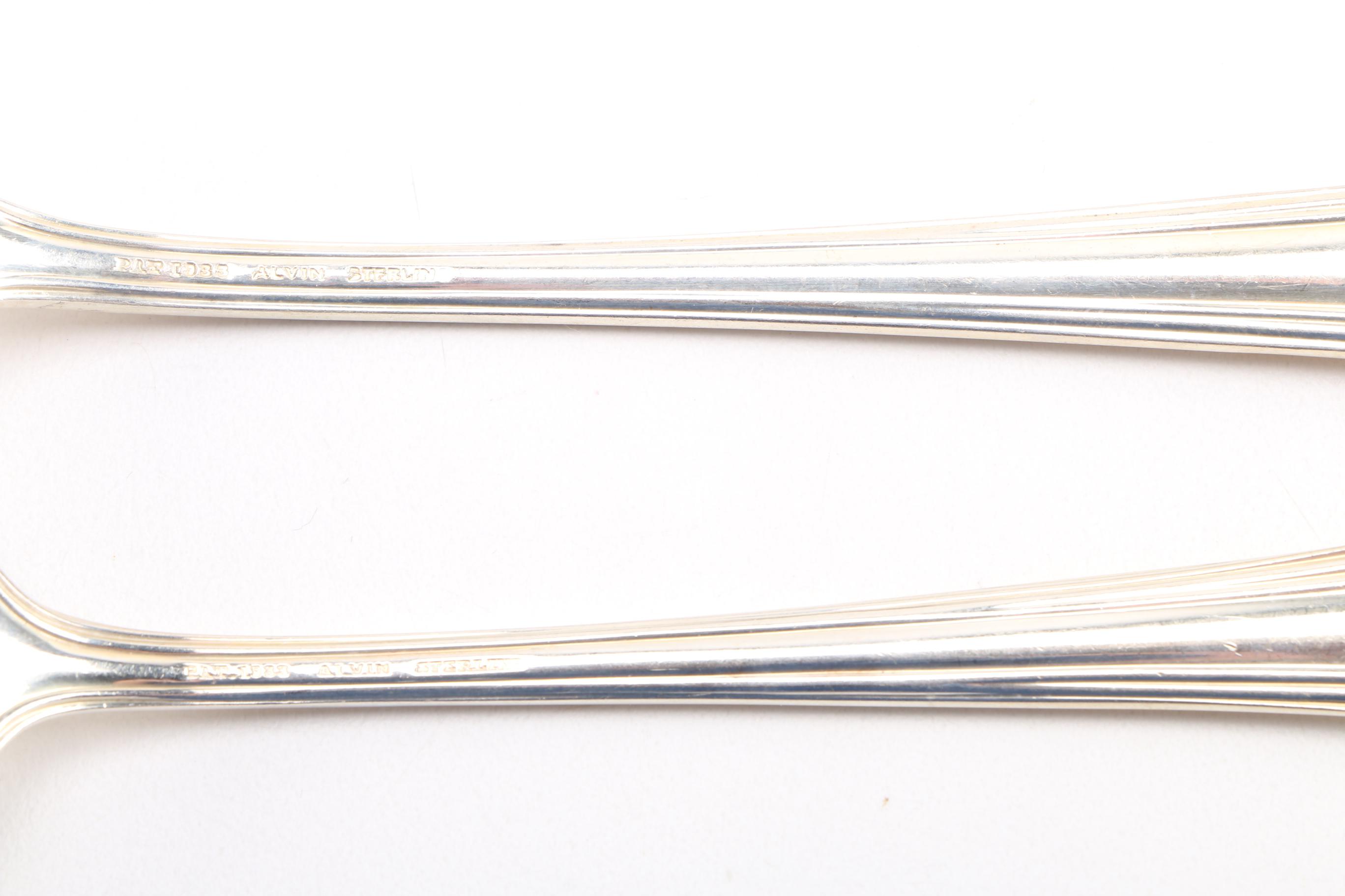 Alvin Sterling Silver "Romantique" Flatware with Case and More