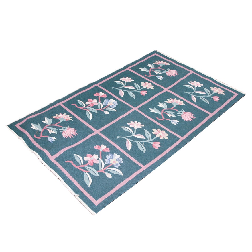 Handwoven Floral Panel Area Rug