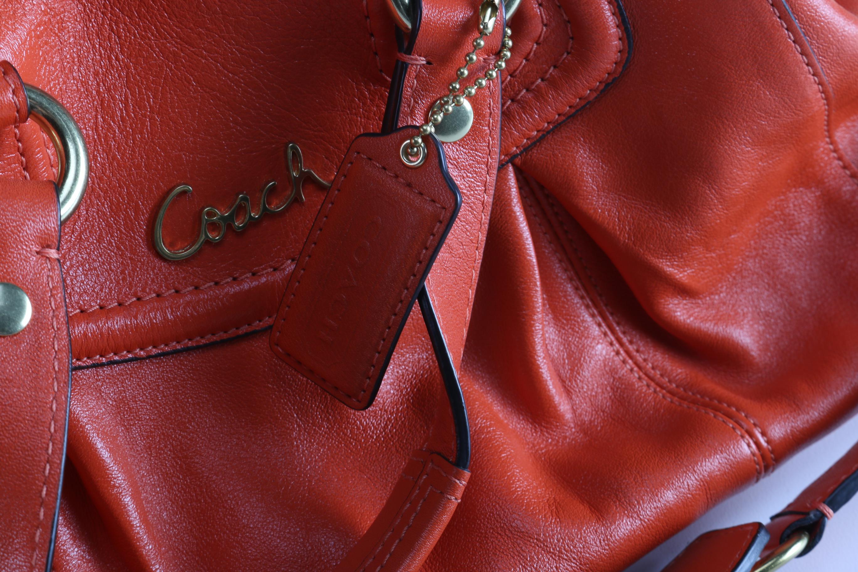 Coach Orange Leather Ashley Satchel