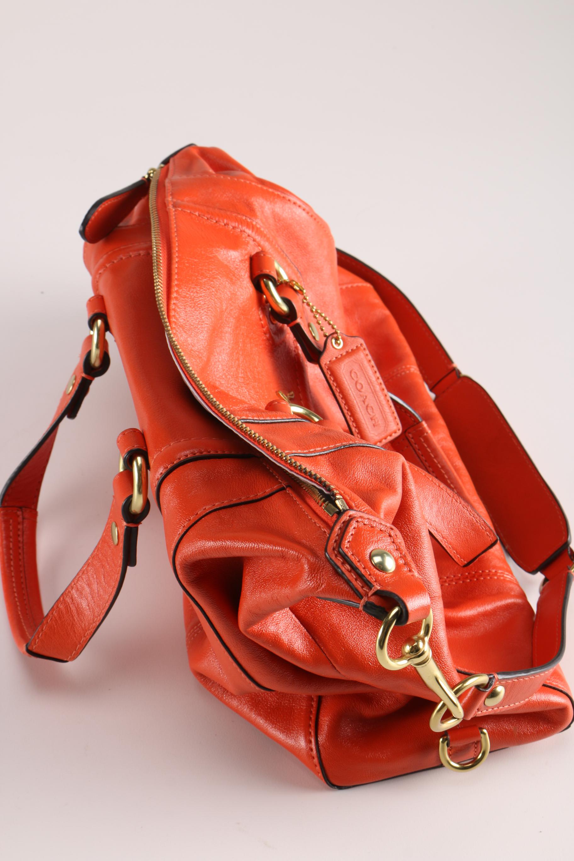 Coach Orange Leather Ashley Satchel