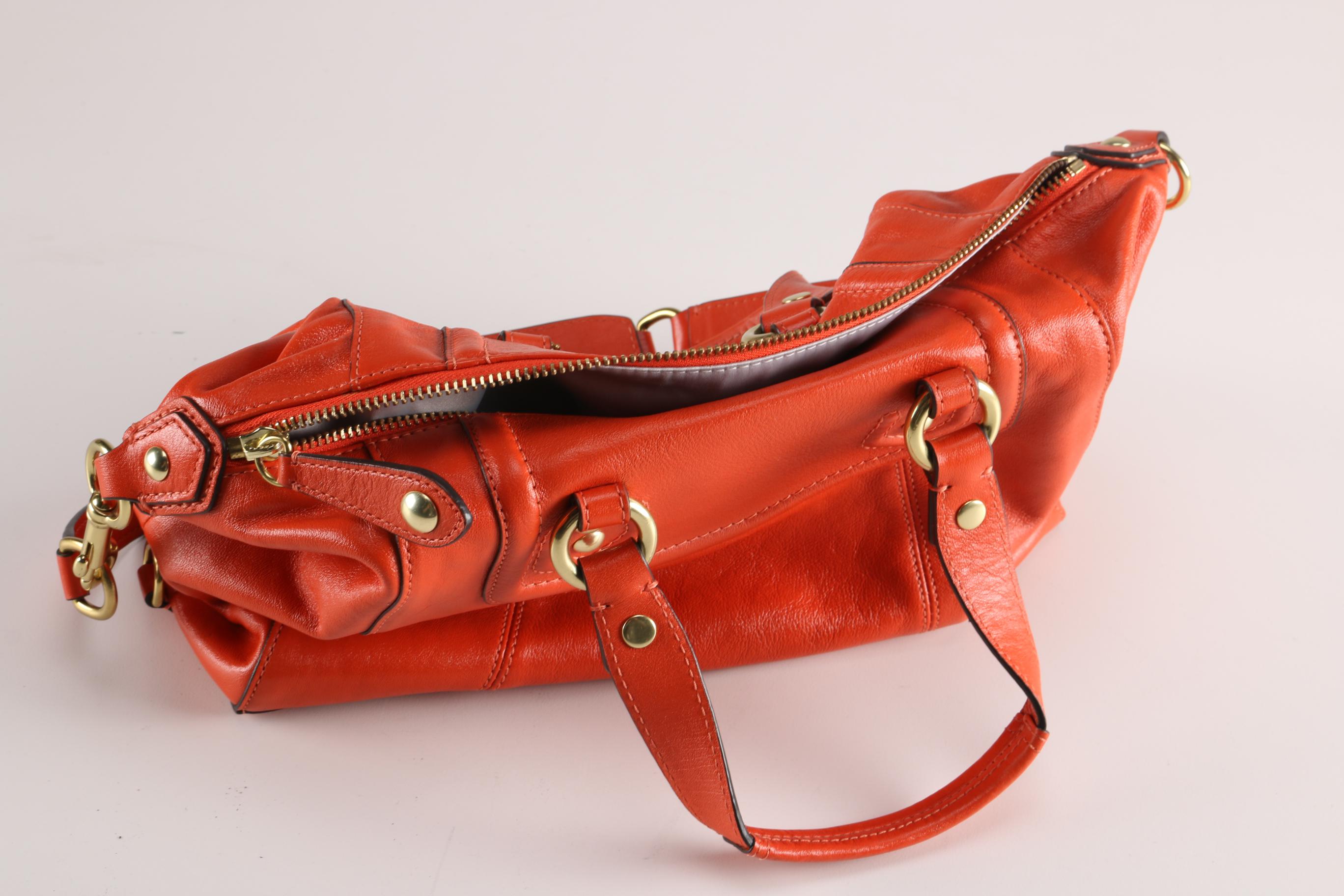Coach Orange Leather Ashley Satchel
