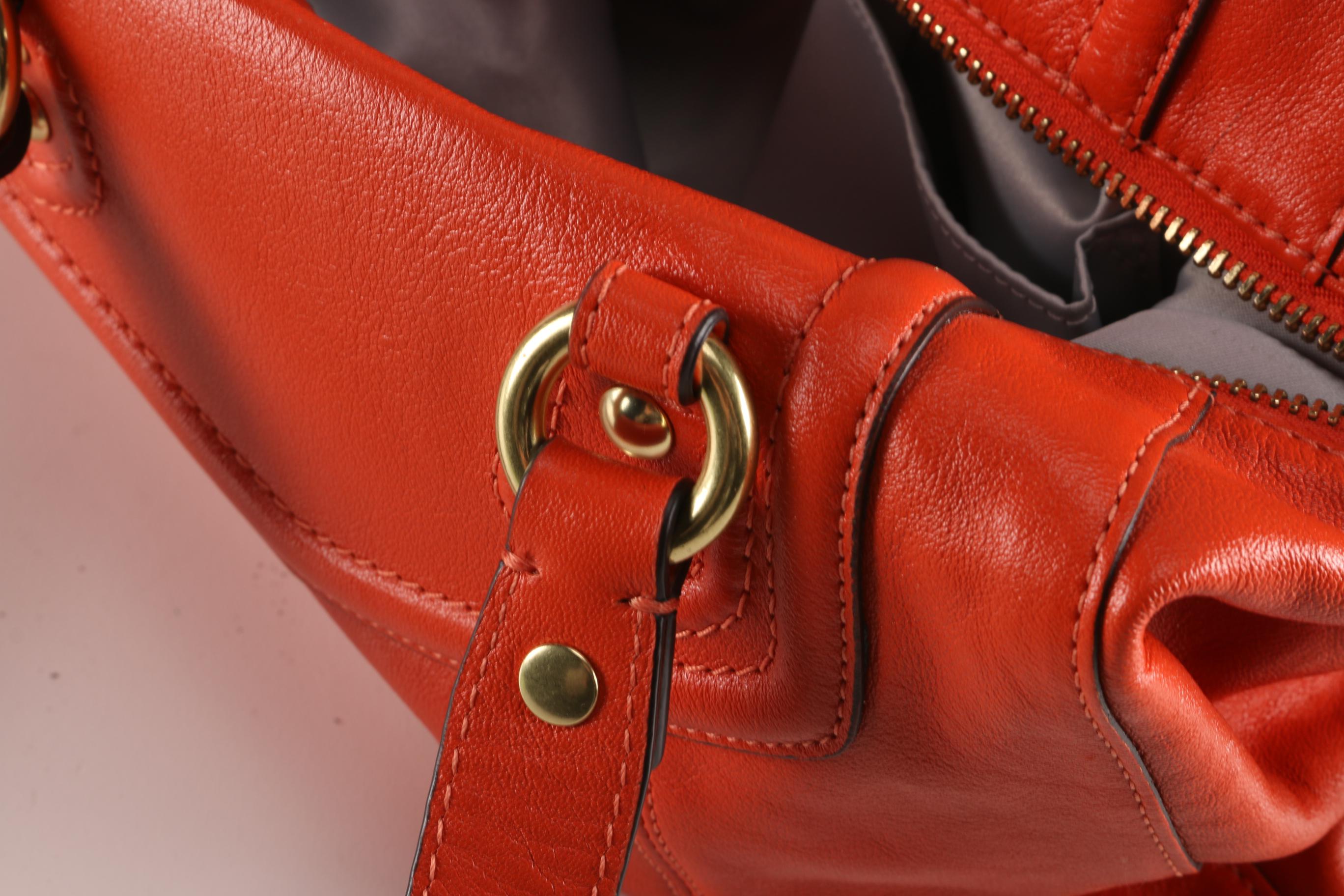 Coach Orange Leather Ashley Satchel