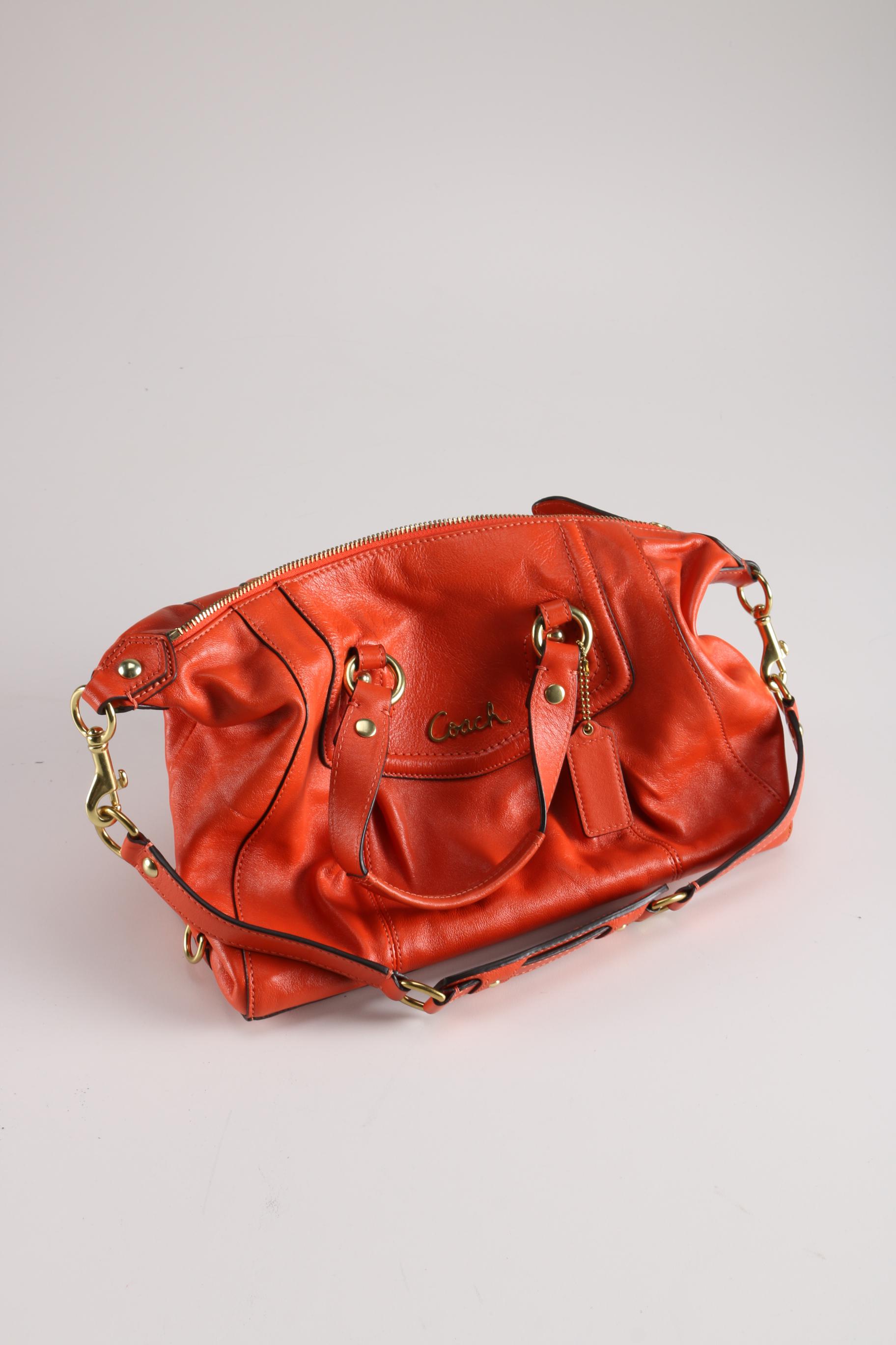 Coach Orange Leather Ashley Satchel
