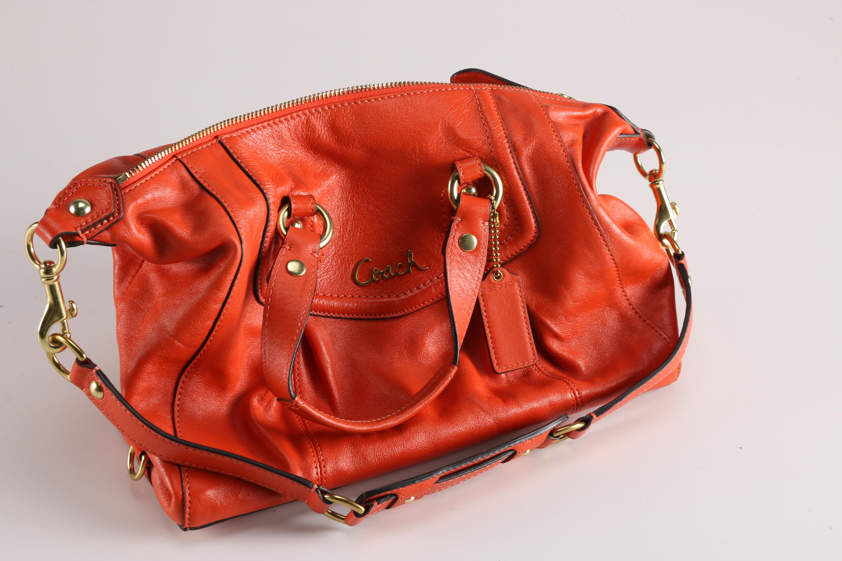 Coach Orange Leather Ashley Satchel
