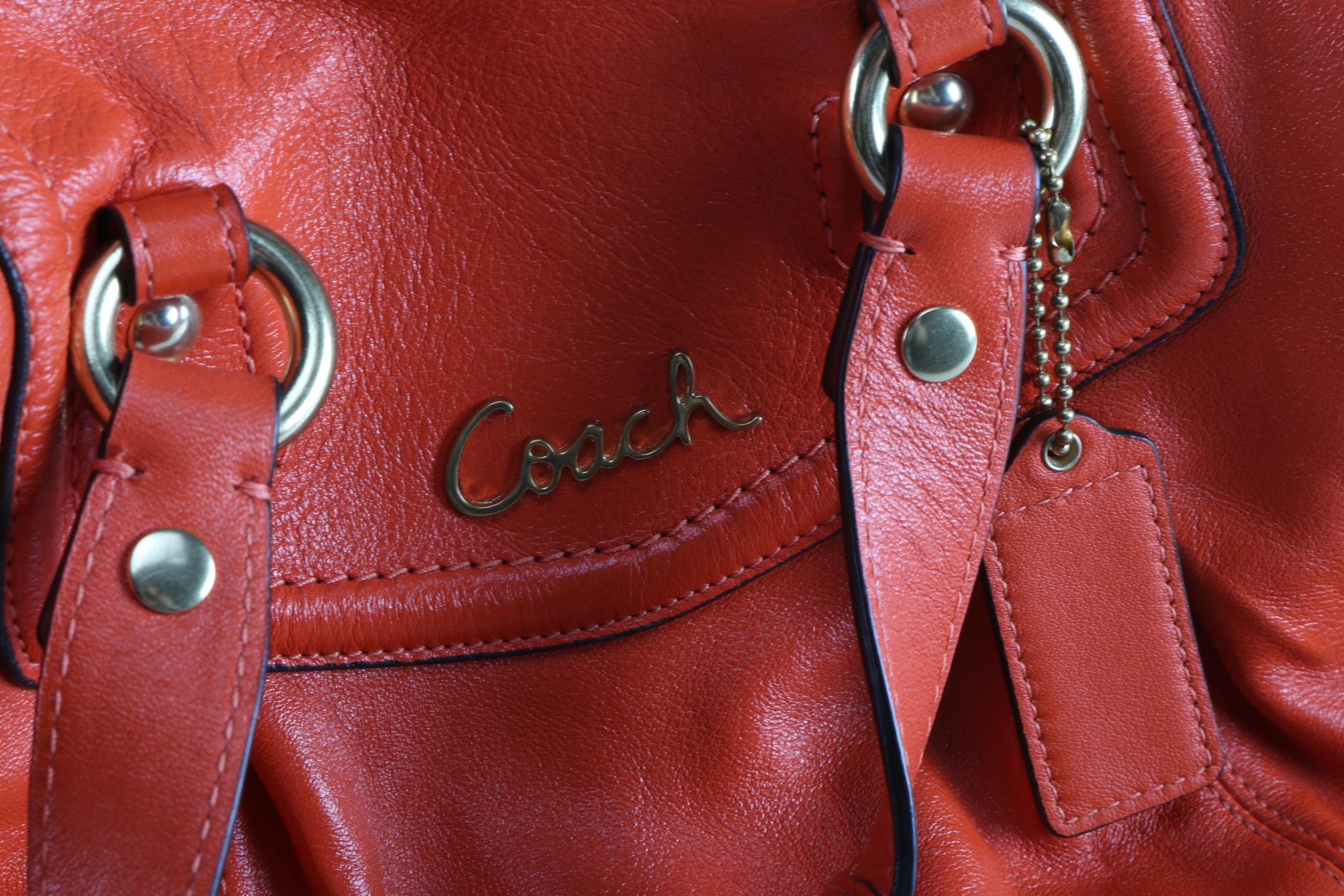 Coach Orange Leather Ashley Satchel