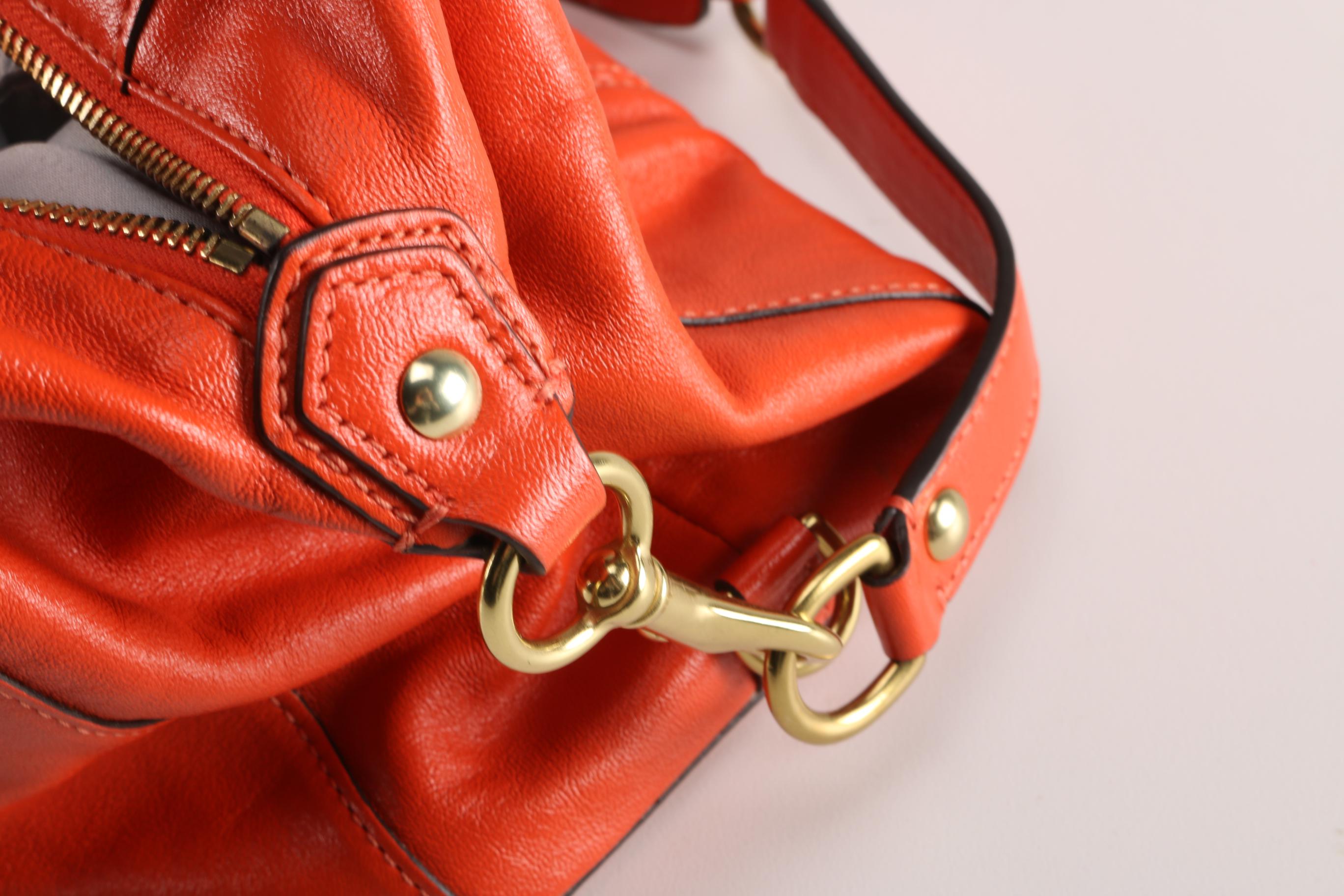 Coach Orange Leather Ashley Satchel