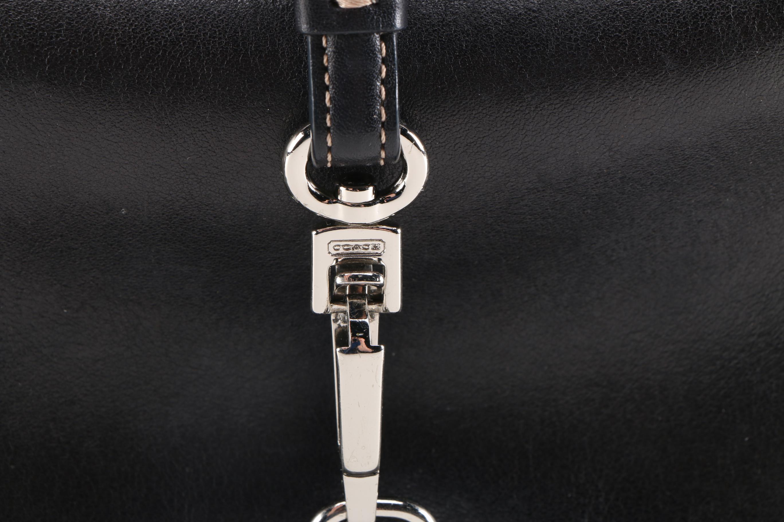 Coach Hampton Clip Lock Black Leather Hobo Bag