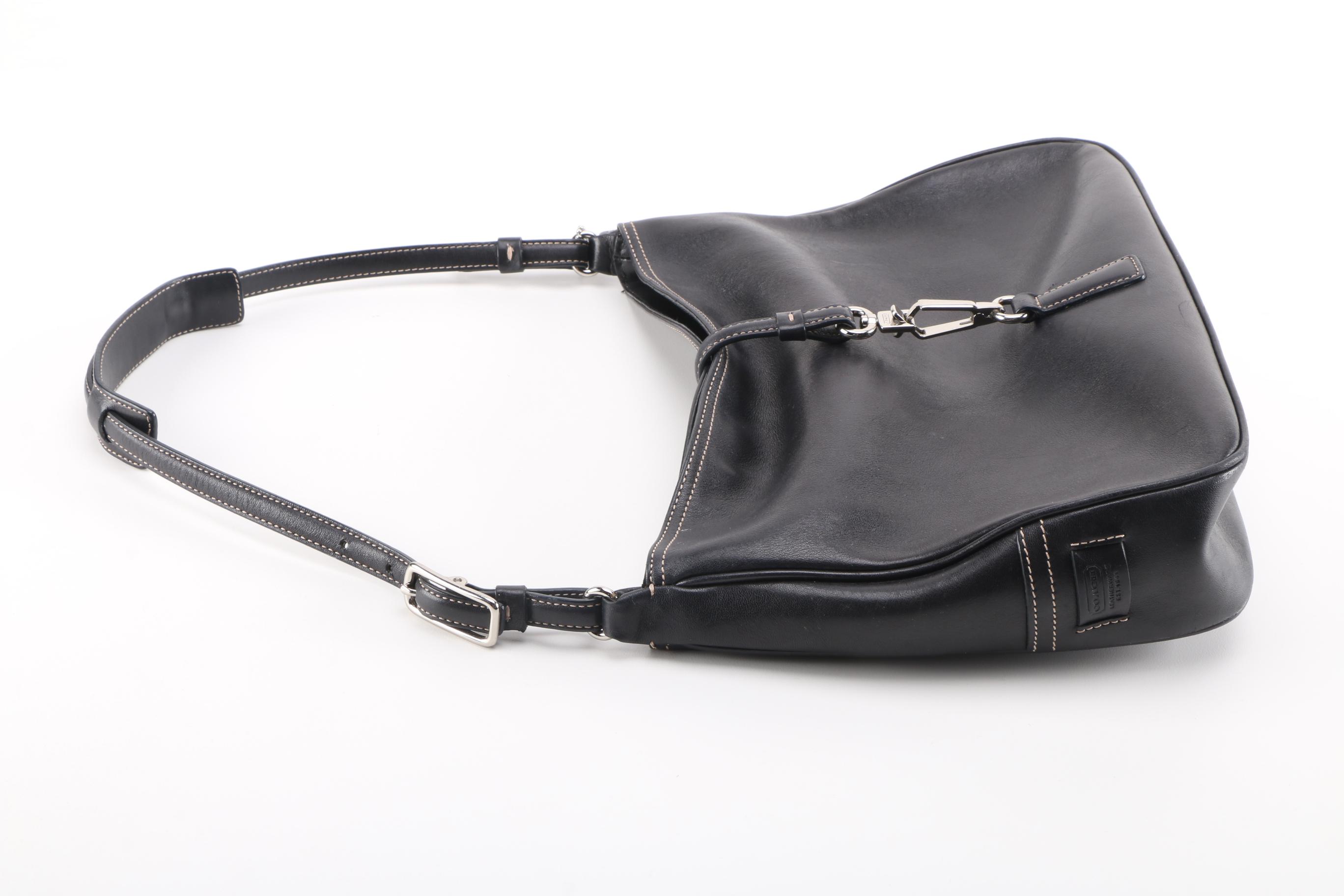 Coach Hampton Clip Lock Black Leather Hobo Bag