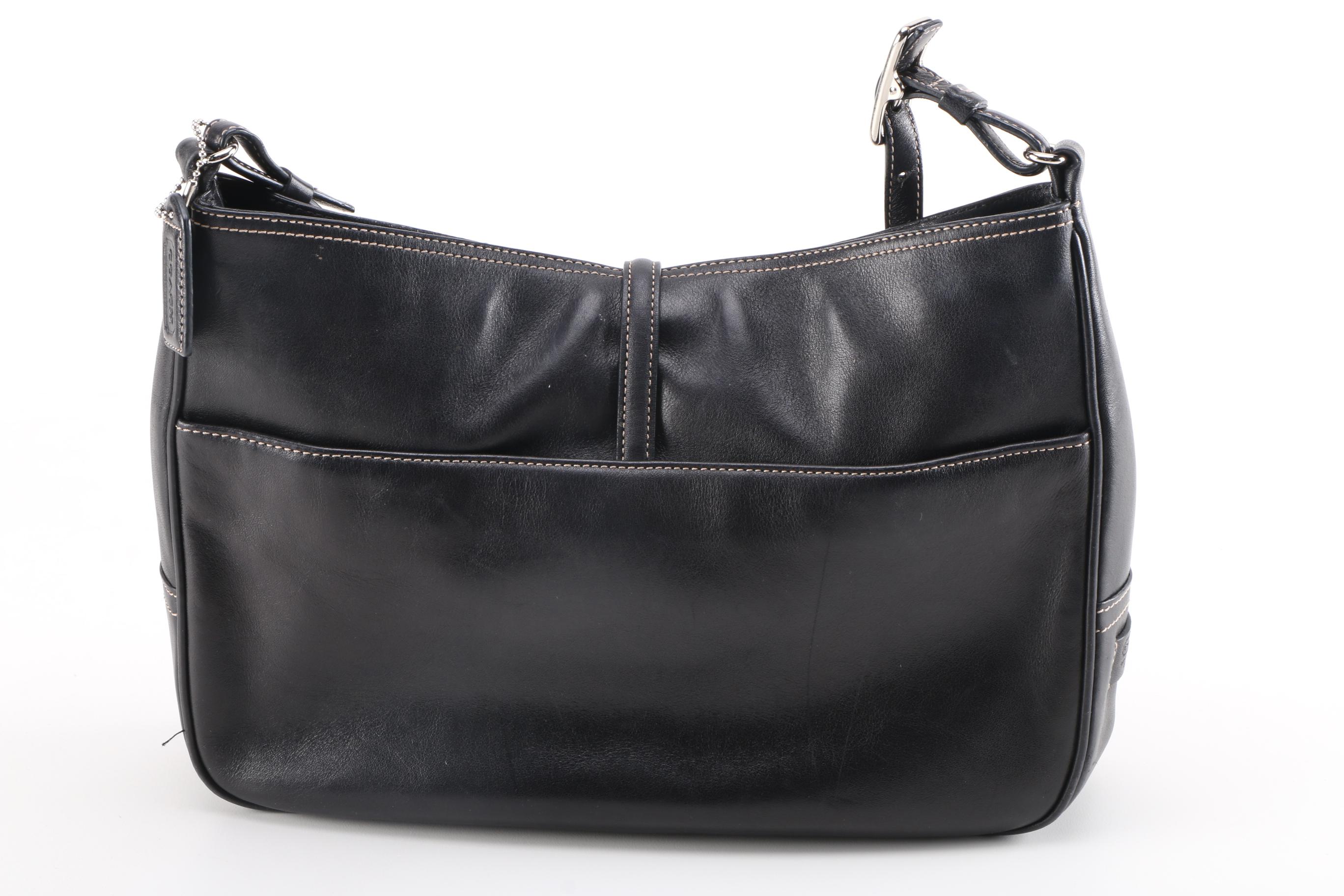 Coach Hampton Clip Lock Black Leather Hobo Bag