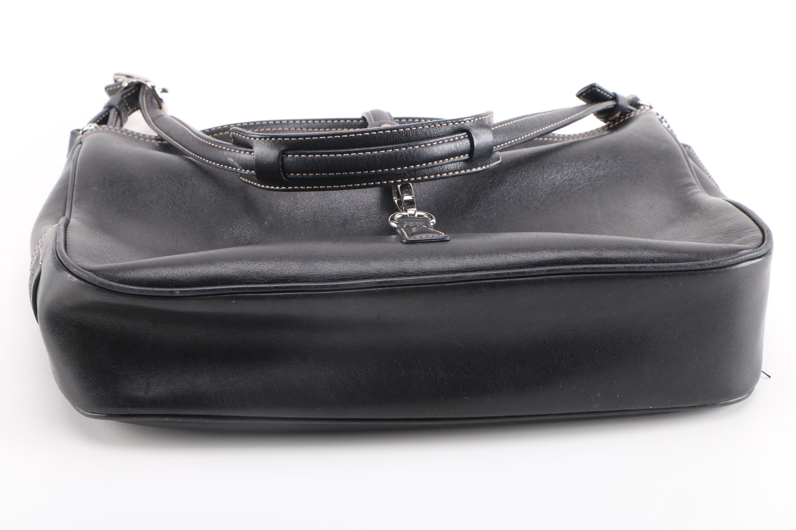 Coach Hampton Clip Lock Black Leather Hobo Bag