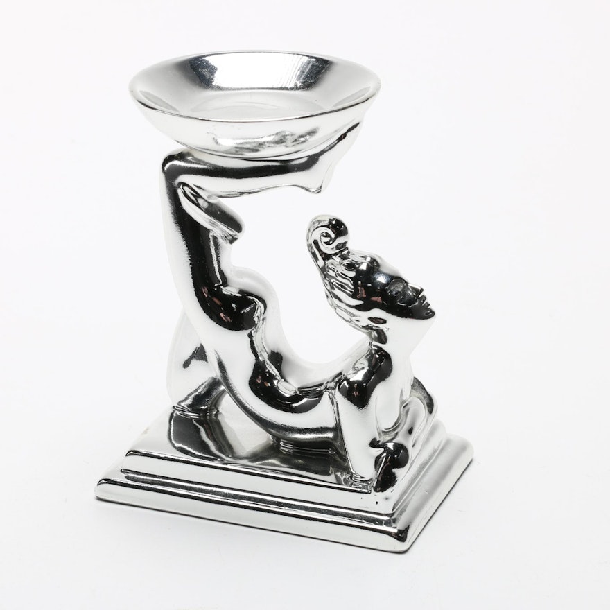 Fitz and Floyd Silver-Tone Ceramic Centerpiece