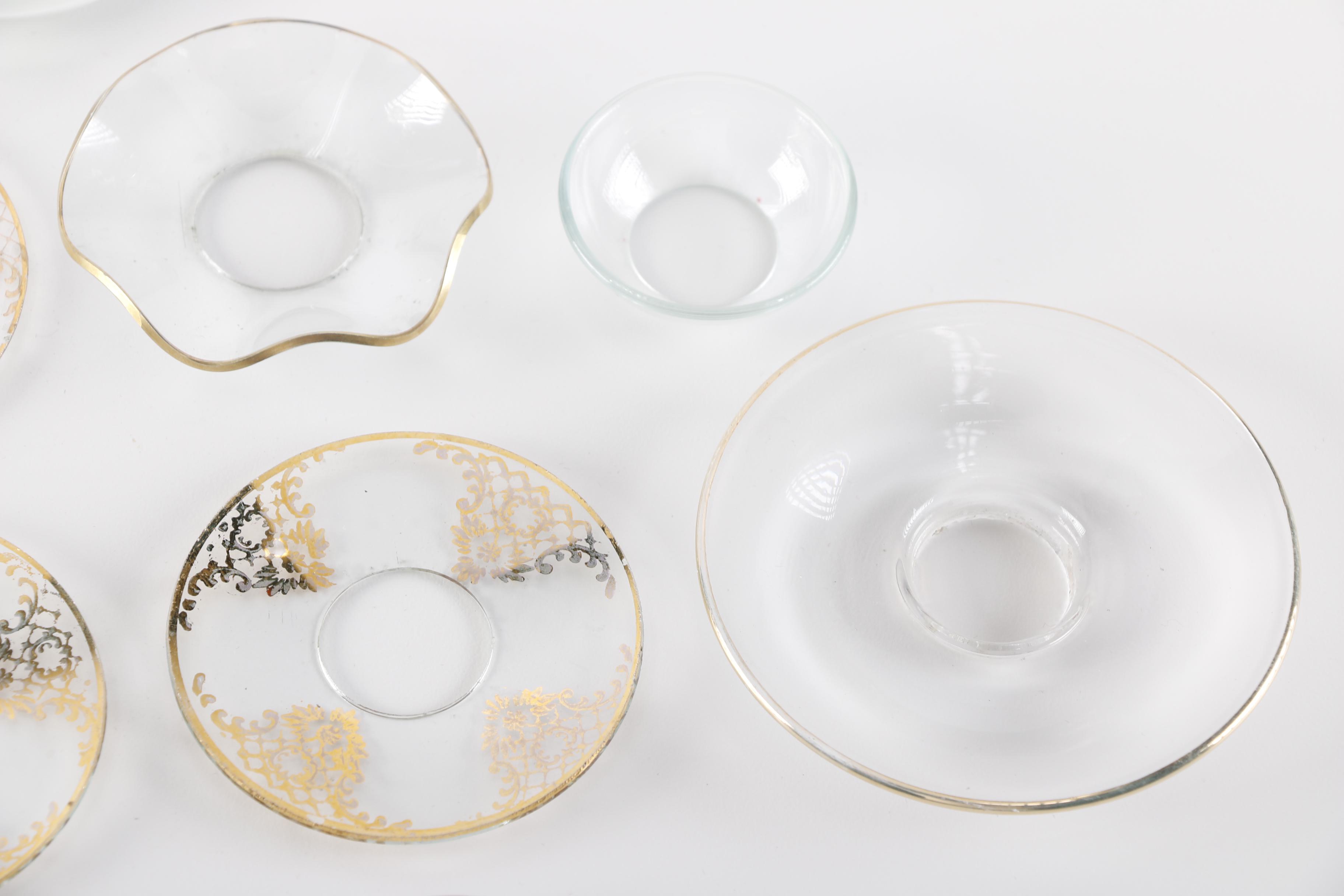 Collection Of  Vintage Glass Candle Saucers